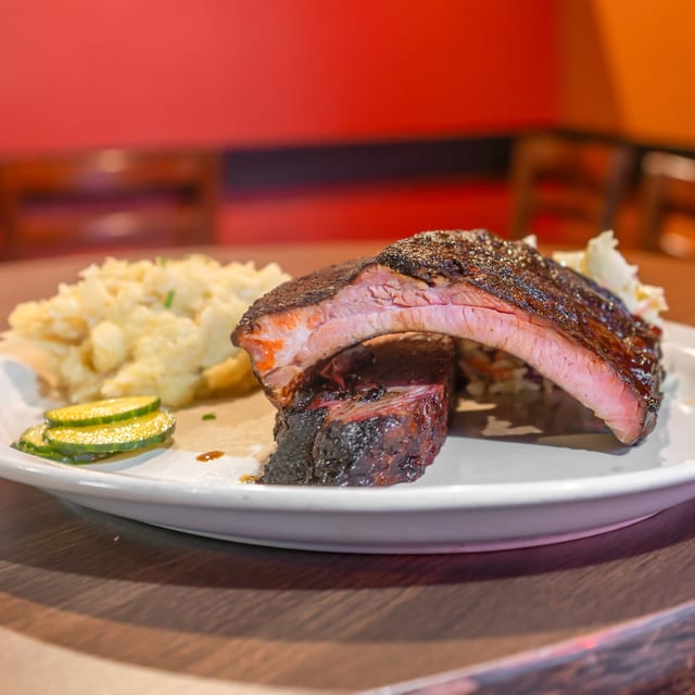Beef Brisket & Loin-Back Rib Plate.